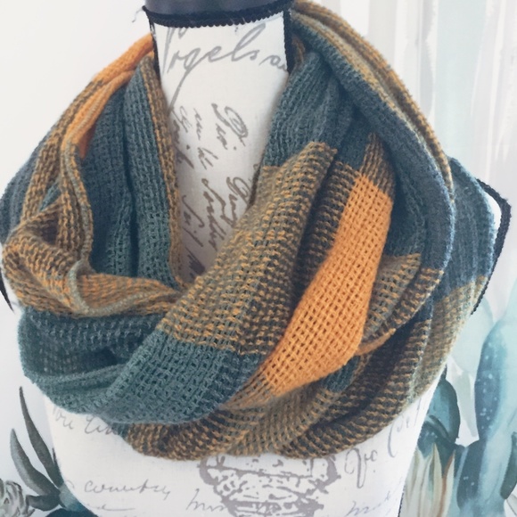 Accessories - Mustard Plaid Infinity Scarf